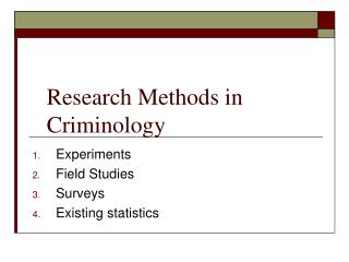 Research Methods in Criminology