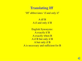 Translating Iff