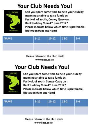 Your Club Needs You!