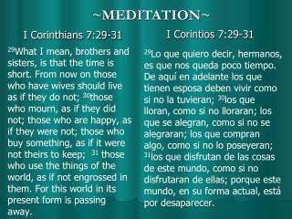 I Corinthians 7:29-31