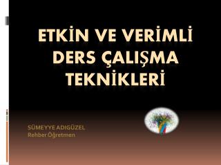 ETKİN VE VERİMLİ DERS ÇALIŞMA TEKNİKLERİ