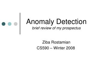 Anomaly Detection brief review of my prospectus