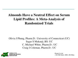 Almonds Have a Neutral Effect on Serum Lipid Profiles: A Meta-Analysis of Randomized Trials