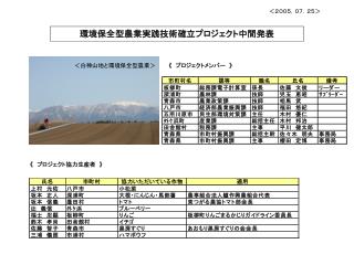 環境保全型農業実践技術確立プロジェクト中間発表