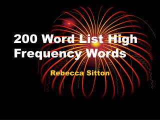 200 Word List High Frequency Words