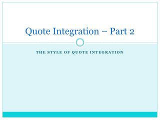 Quote Integration – Part 2