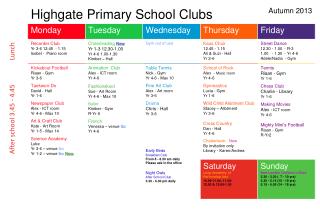 After school 3.45 - 4.45