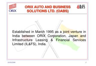 ORIX AUTO AND BUSINESS SOLUTIONS LTD. (OABS)