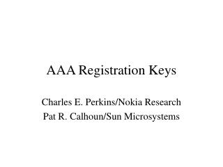AAA Registration Keys