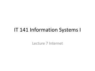 IT 141 Information Systems I
