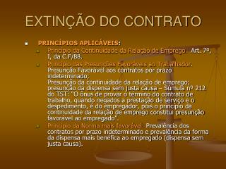 EXTINÇÃO DO CONTRATO