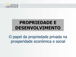 O papel da propriedade privada na prosperidade econômica e social