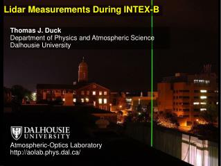 Lidar Measurements During INTEX-B