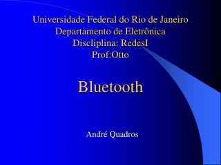 Universidade Federal do Rio de Janeiro Departamento de Eletrônica Discliplina: RedesI Prof:Otto