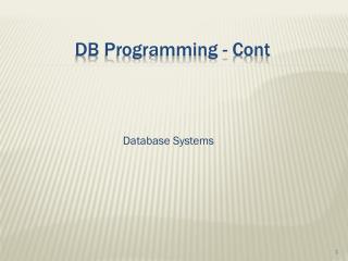 DB Programming - Cont