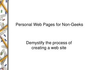 Personal Web Pages for Non-Geeks