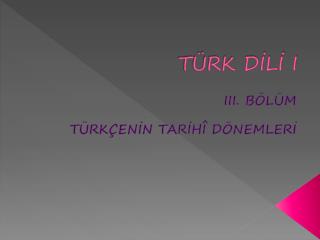 TÜRK DİLİ I