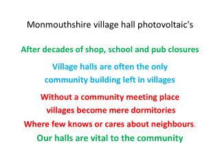 Monmouthshire village hall photovoltaic's