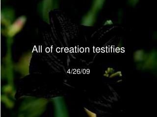All of creation testifies