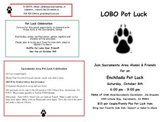 Join Sacramento Area Alumni &amp; Friends for an Enchilada Pot Luck Saturday, October 8th