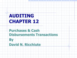 AUDITING CHAPTER 12