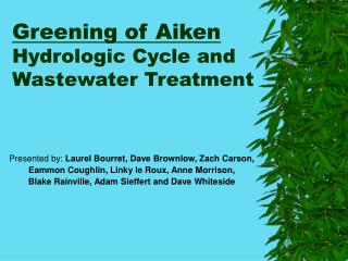 Greening of Aiken Hydrologic Cycle and Wastewater Treatment