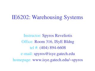 IE6202: Warehousing Systems