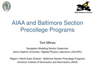 AIAA and Baltimore Section Precollege Programs