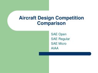 Aircraft Design Competition Comparison