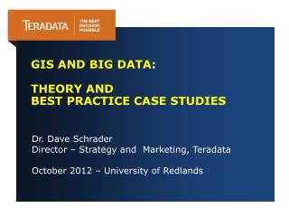 GIS and Big Data : Theory and Best Practice Case Studies