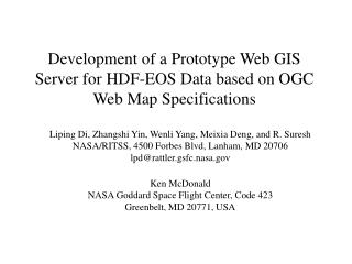 Development of a Prototype Web GIS Server for HDF-EOS Data based on OGC Web Map Specifications