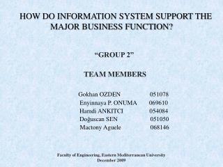 HOW DO INFORMATION SYSTEM SUPPORT THE MAJOR BUSINESS FUNCTION?