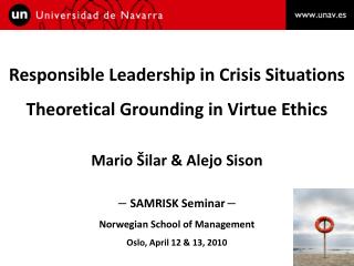 Responsible Leadership in Crisis Situations Theoretical Grounding in Virtue Ethics