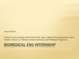 BioMedical Eng Internship