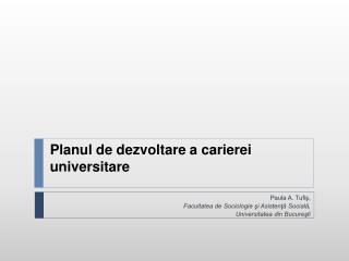 Planul de dezvoltare a carierei universitare