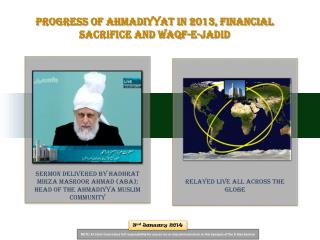 Progress of Ahmadiyyat in 2013, Financial Sacrifice and Waqf-e- Jadid