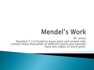 Mendel’s Work