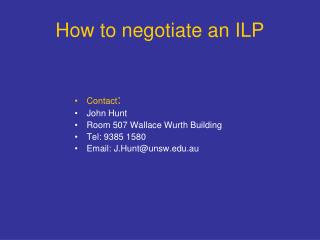 How to negotiate an ILP