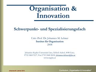 Organisation &amp; Innovation