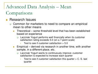 Advanced Data Analysis – Mean Comparisons