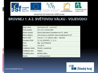 Srovnej 1. a 2. světovou válku - vojevůdci