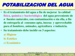 POTABILIZACION DEL AGUA