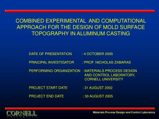 COMBINED EXPERIMENTAL AND COMPUTATIONAL APPROACH FOR THE DESIGN OF MOLD SURFACE