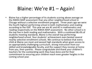 Blaine: We’re #1 – Again!