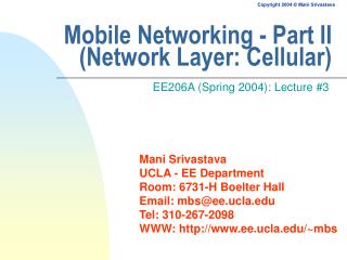 Mobile Networking - Part II (Network Layer: Cellular)