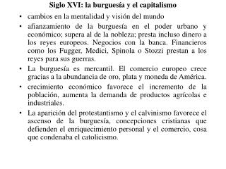 Siglo XVI: la burguesía y el capitalismo