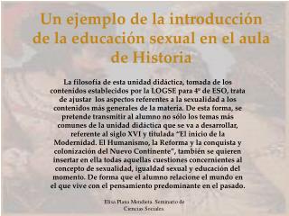 Un ejemplo de la introducción de la educación sexual en el aula de Historia