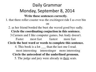 Daily Grammar Monday, September 8, 2014