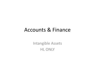 Accounts &amp; Finance