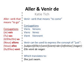 Aller &amp; Venir de